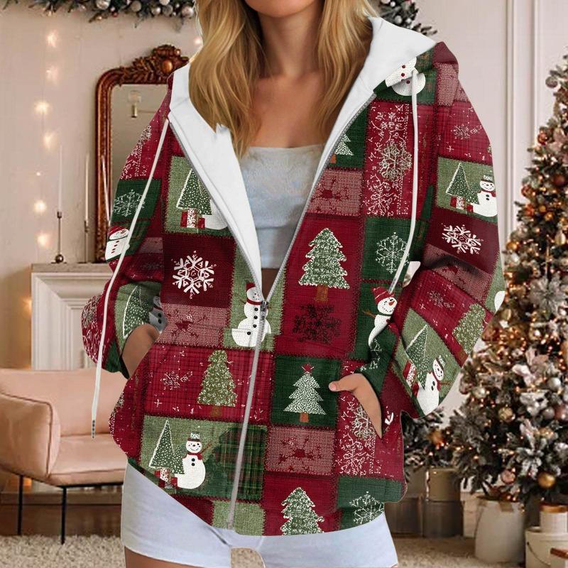 Fall Hoodies for Women Women's Sweatshirt Christmas Graphic Hoodies Casual Long Sleeve Loose Pullover Tops With Ladies Fall Tops