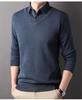 Men's Faux Two-Piece Lapel Knit Sweater - Thermal Velvet Base Layer for Autumn/Winter