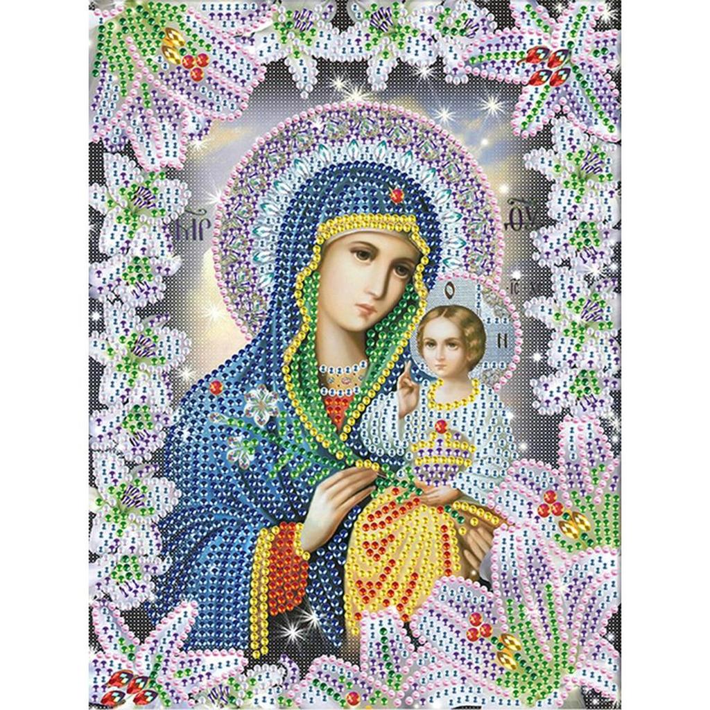 Náboženské Držadlo 5D Speciální Tvar Malba Vyšívání Ruční práce Kamínky Křišťál Kříž Řemeslo Šicí Sada DIY