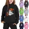 Kids Halloween Hoodie Pullover Sweatshirt with Ghost and Pumpkin Drink Print Lightweight Long Sleeve Hooded Top for Boys Girls