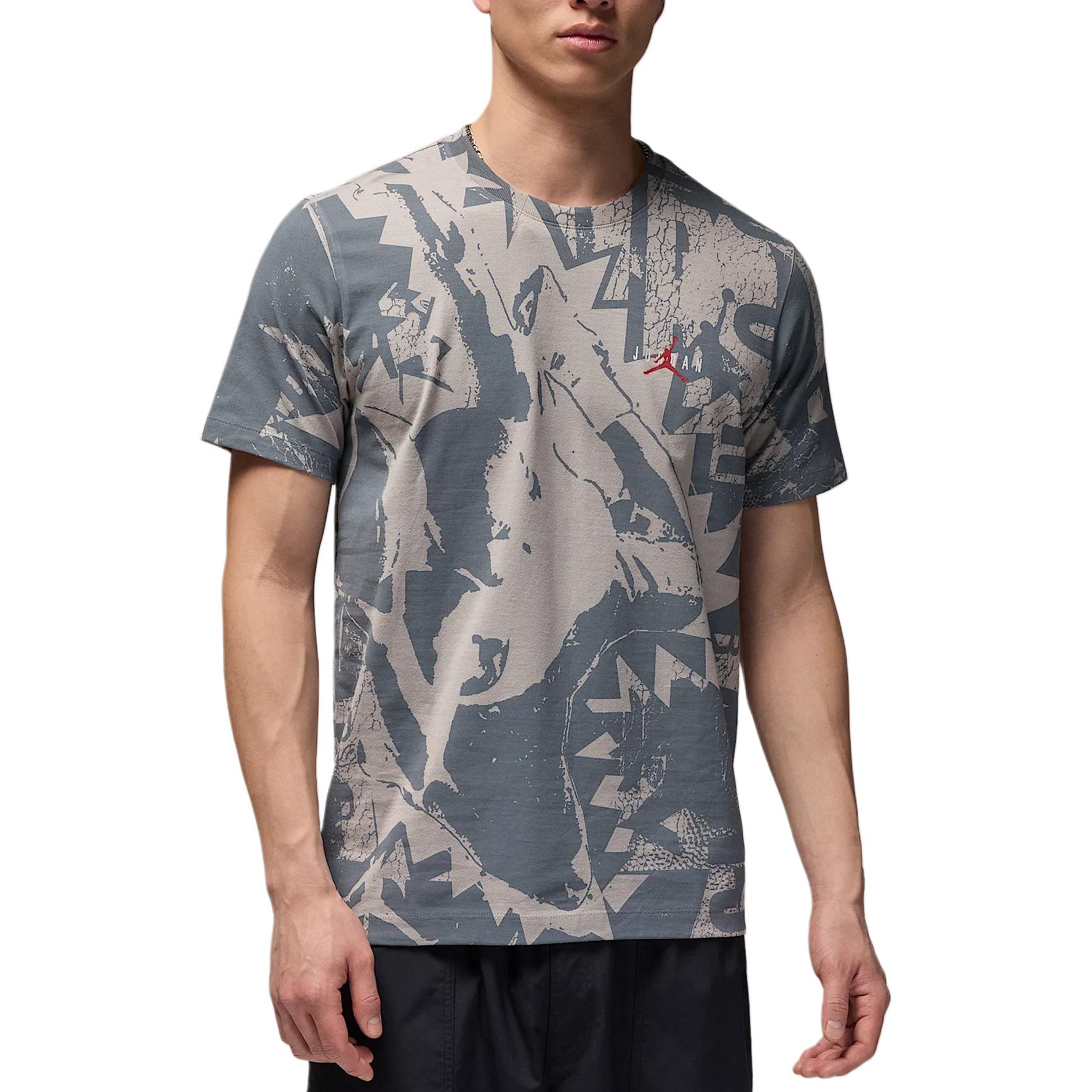 

Jordan Pattern Print Crew Neck Short Sleeve T-Shirt Men T-Shirts Gray HV5090-062 XL