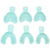 6pcs Dental Implant Tray Green Full Mouth Removable Partial Mold Tray Easy To Fold Baffle Plastic Dentist Tool Material S/M/L