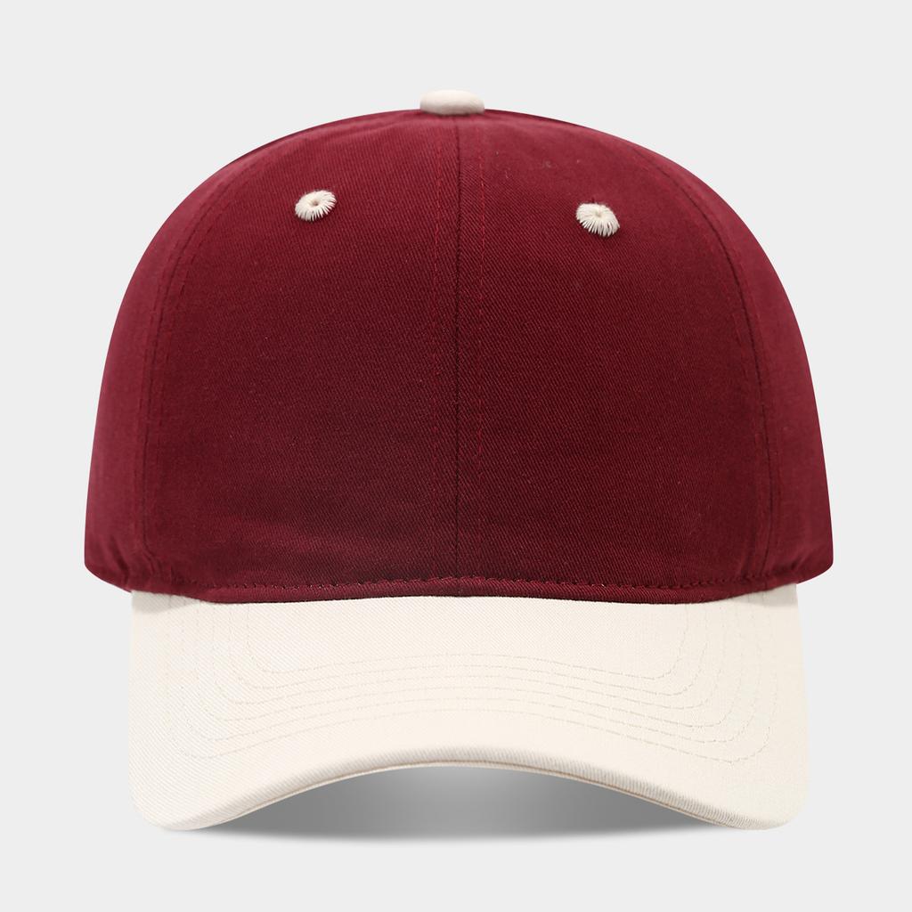 Simple contrasting color splicing pure cotton baseball cap men's retro versatile cap women's soft top face small sun hat