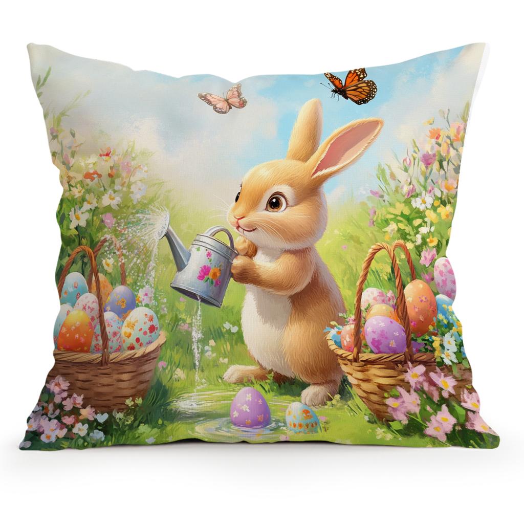 Easter Spring Rabbit Cushions Pillowcase Polyester Cushion Cover Throw Pillow Pillowcover Home Car Sofa Decor