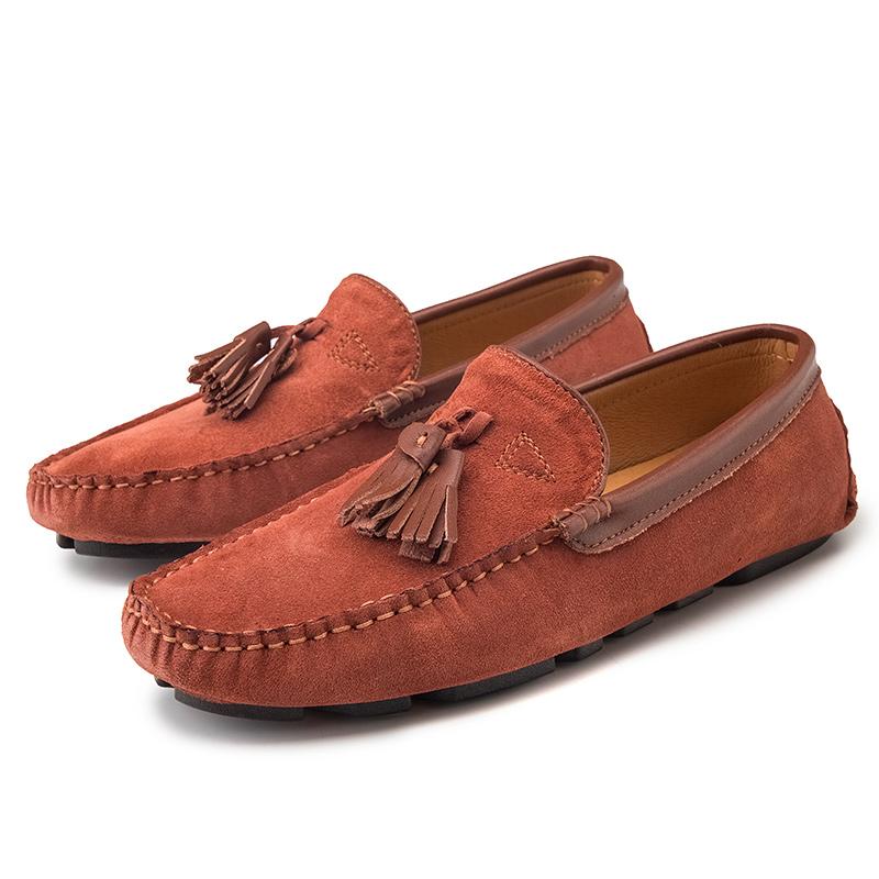 Italian Walking Shoes New Men Loafers Soft Moccasins Summer Shoes Man High Quality Mens Shoes Casual Suede Leather Driving Flats