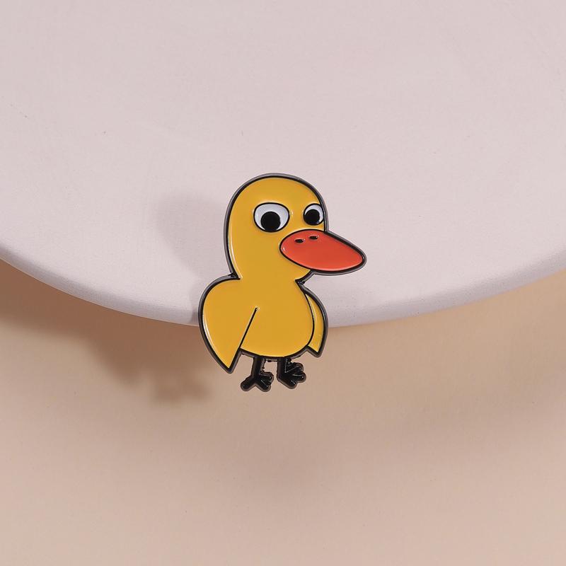 Round Eyed Adorable Duck Enamel Pins Cartoon Bright Yellow Cute Childlike Brooches Lapel Badges Jewelry Gifts For Kids Friends