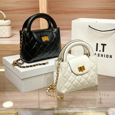 Dámská kabelka Nová trendy malá čtvercová kabelka Všestranná řetízková kabelka Lehký luxus Diamantová mřížka Jednoramenná Crossbody malá taška