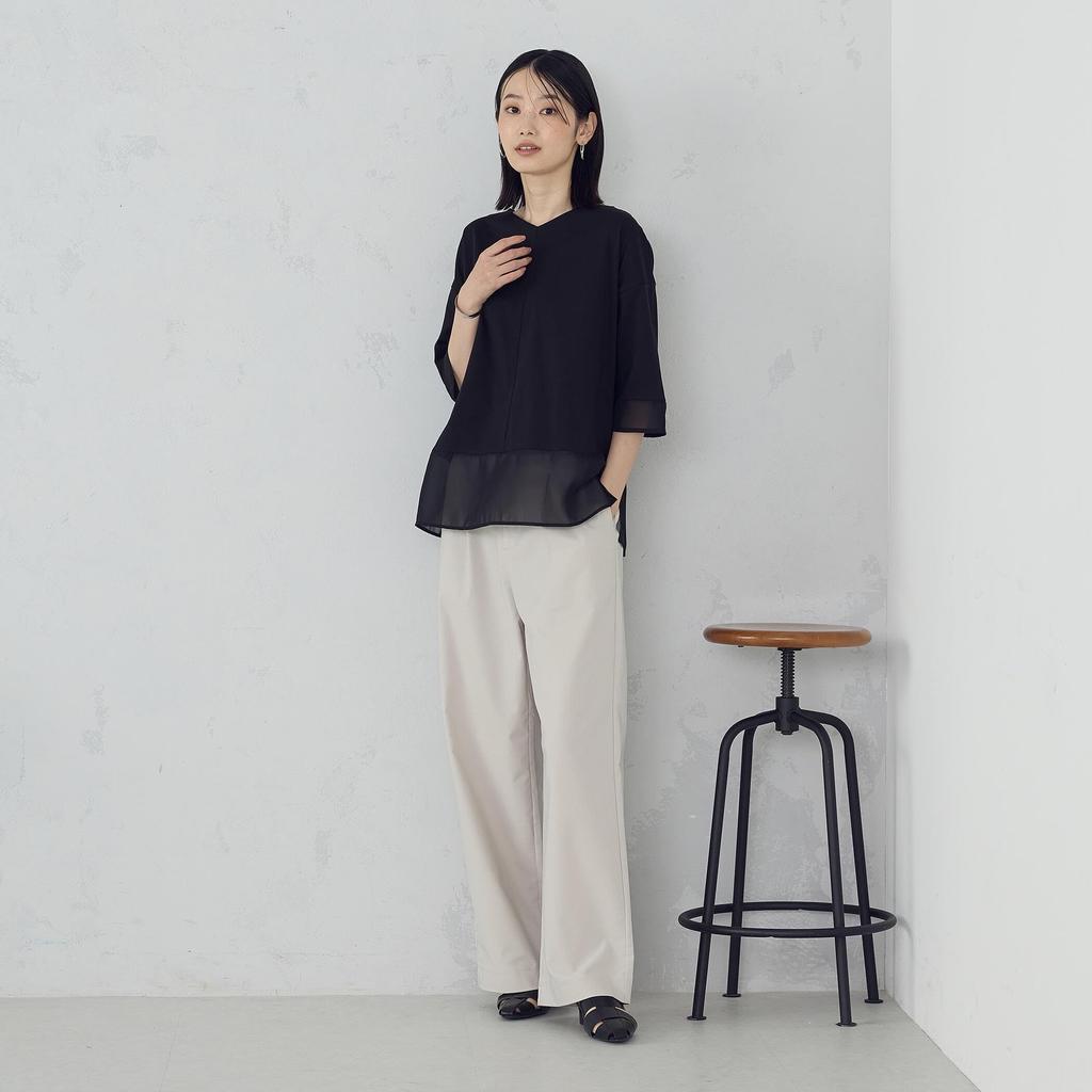 Comme Ca Ism Sheer Combi Cut and L Sew, 12-68CM25-205, Black,