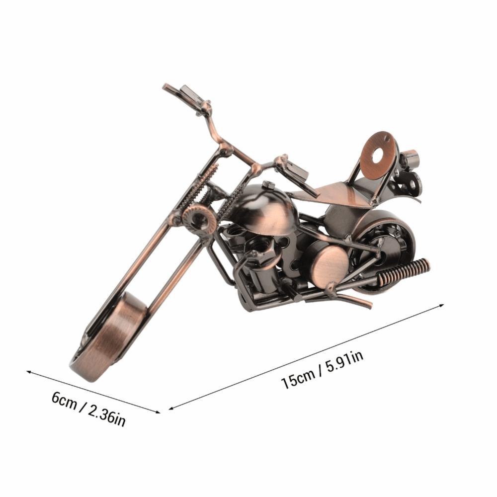 Movable Wheel Motorcycle Ornament Handcrafted Metal Motorcycle Figurine Living Room Decor