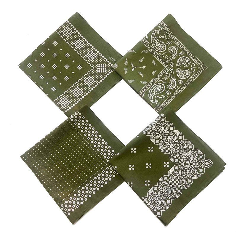 

In Stock Olive Green American vintage Square Scarf Pure Cotton 55 * 55cm Army Green Geometric Pattern Sports Street Dance Headscarf Olive Green Random 55 * 55cm