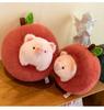 Adorable Plush Pig Hugging Apple Pillow Soft And Cuddly Gift Toy 26cm 36cm