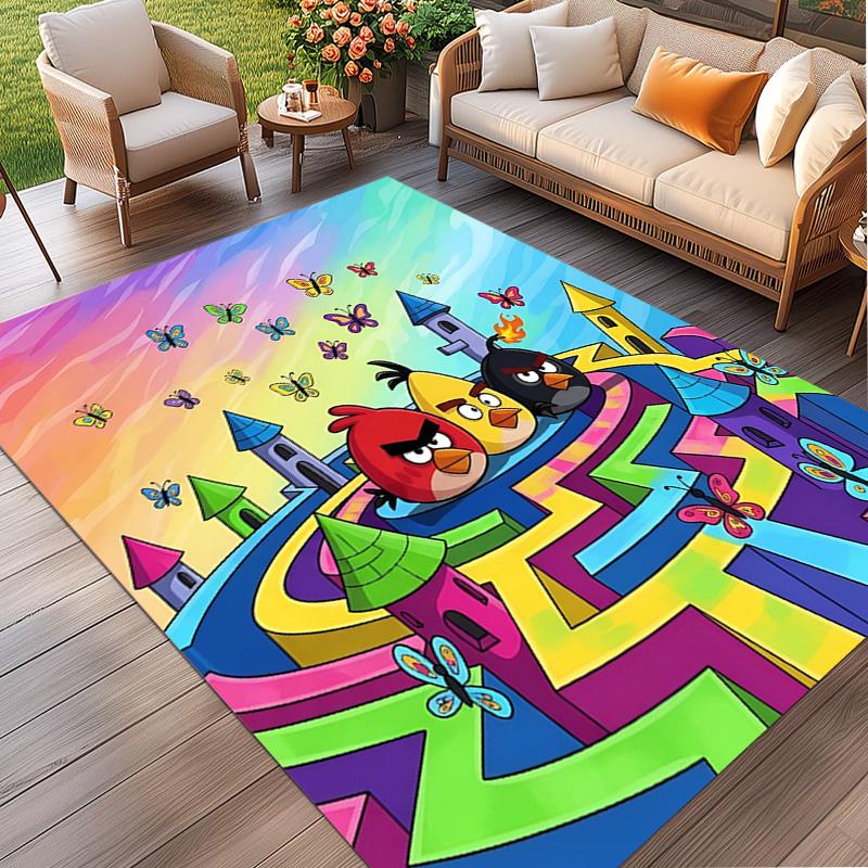 Angry Birds Print Rug, Washable Floor Carpet, For Entryway Dorm Laundry Room Office Study, Home Decor Birthday Christmas Gift