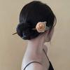 Hair Stick 3D Mesh Yarn Rose Flower Decor Bun Hair Stick Easy To Wear Hair Organizer Clip Hair Styling Accessory