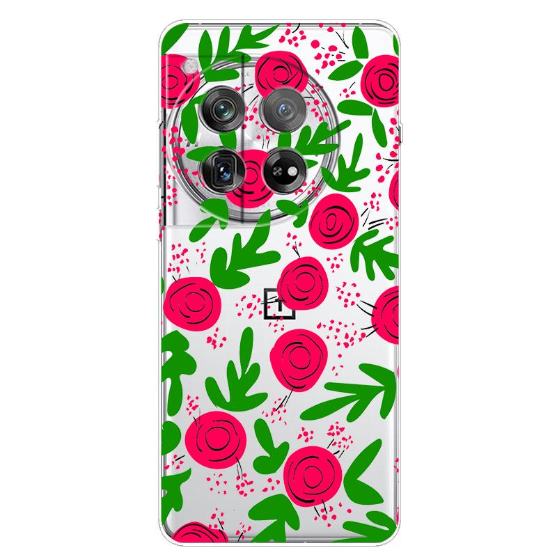 For OnePlus 12 Case 12R 5G Flower Clear TPU Soft Silicone Transparent Back Case for One plus 12R Cover on for Oneplus12 5G Coque
