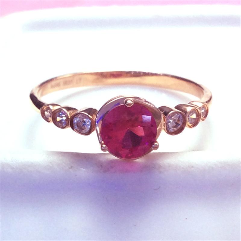 

Россия 585 Пурпурное Золото Женское Кольцо Покрытое Розовым Золотом Корейская Версия Простое и Нежное Кольцо с Красным Камнем