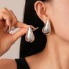 Elegant Metallic Water Drop Steel Needle Stud Earrings - Bold High-end Niche Design