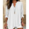 Women's Cotton Linen Shirt Loose Casual Long Sleeve Top with Stand Up Collar