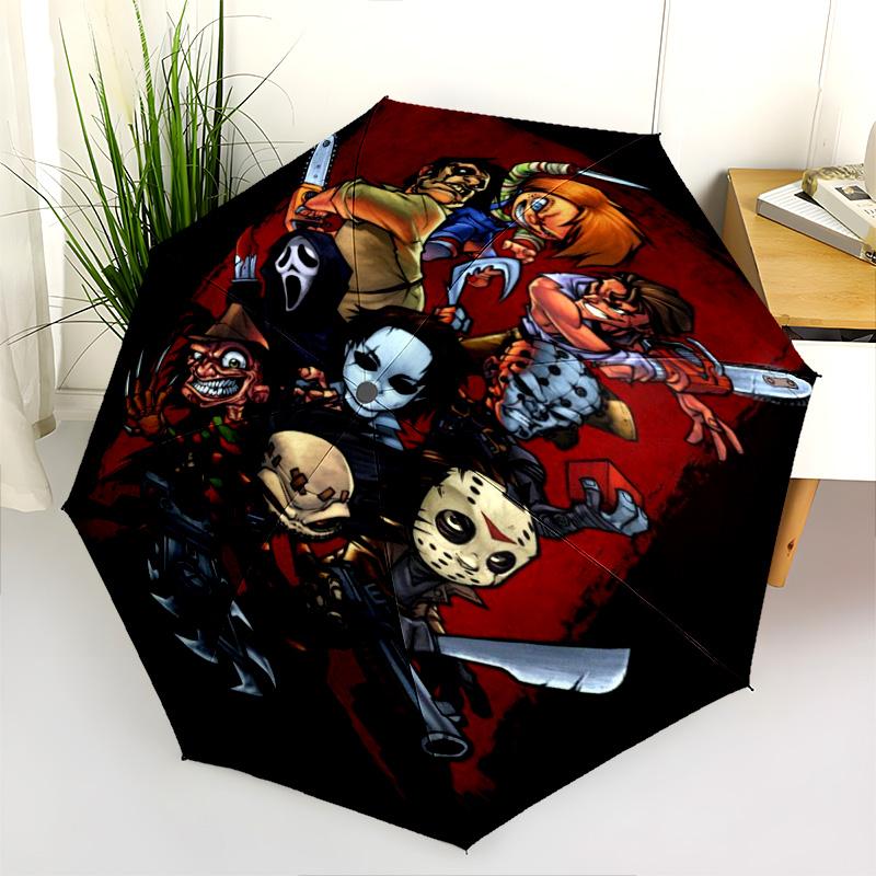 Horror Icons Unite Folding umbrella travel 8 paraphenoid bones Sun umbrella Umbrella printing