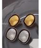 French Retro Oval Earrings: 18K Gold-Plated Titanium Steel, High Quality Fashion Accessory