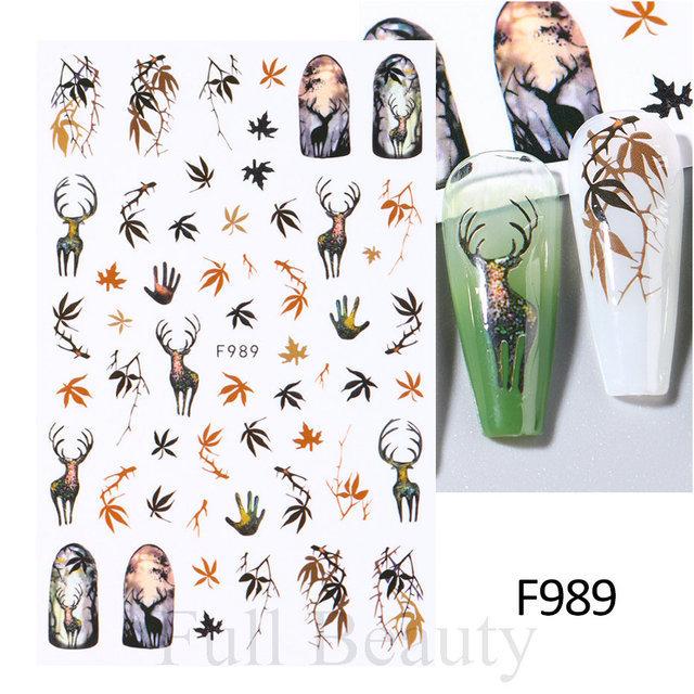 2pcs Autumn Flower Nail Stickers Y2K Butterfly Nail Supplies Nail Decals Cute Bee Fox Stickers For Nails Nail Art Decoration