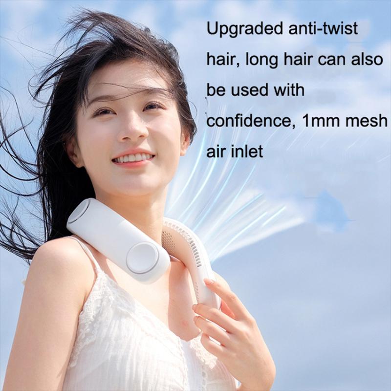 

Portable Foldable Neck Fan USB Rechargeable 4-Core Wearable Cooling Fan White