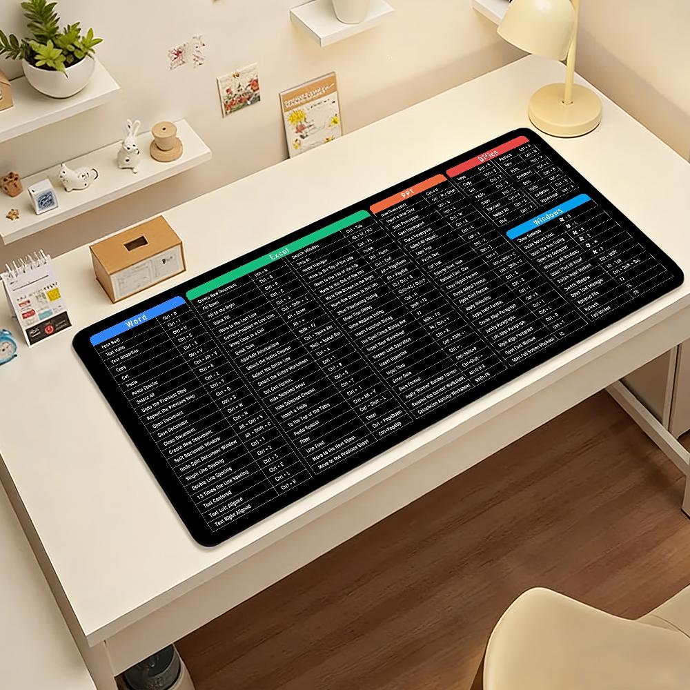 Word Excel PPT Office Shortcuts MousePad Nonslip Locking Edge PC Laptop Accessories Rubber Office Keyboard Game XXL DeskMat SBD400x800x2mm