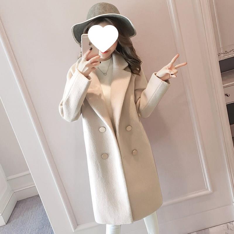Women s Mid-Length Woolen Coat, 2025 Autumn/Winter Korean Style, Loose Cotton-Padded Design XL