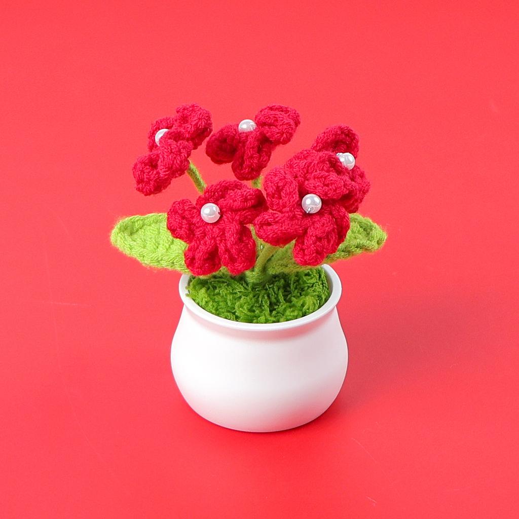 Hand-Knitted Wool Fake Flowers Set: Sunflower, Carnation, Tulip - Desktop Decor, Teacher/Student Gift, Everlasting Bouquet