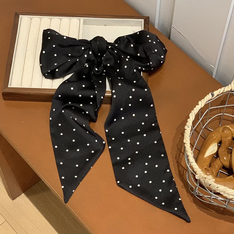 Silk scarf, long strip, high-end sense, retro polka dot neck tie, necktie, versatile streamer, headband, decorative belt.