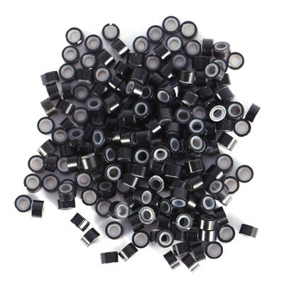 200PCSBag Silikon Gefüttert Micro Haar Feder Verlängerung Link Ringe Loops Perlen(200 Stück Schwarz)