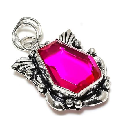 Natural Pink Rubillite Gemstone 925 Sterling Silver Gift Pendant 1.81" M4q10