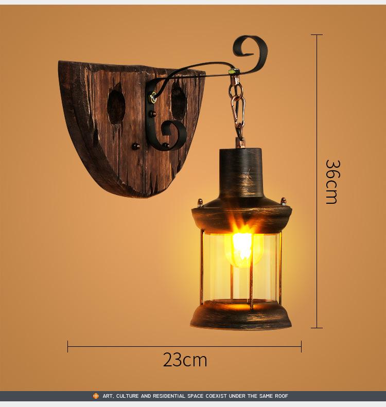 Vintage Industrial Wood Wall Lamp for Bar, Cafe, or Bedroom