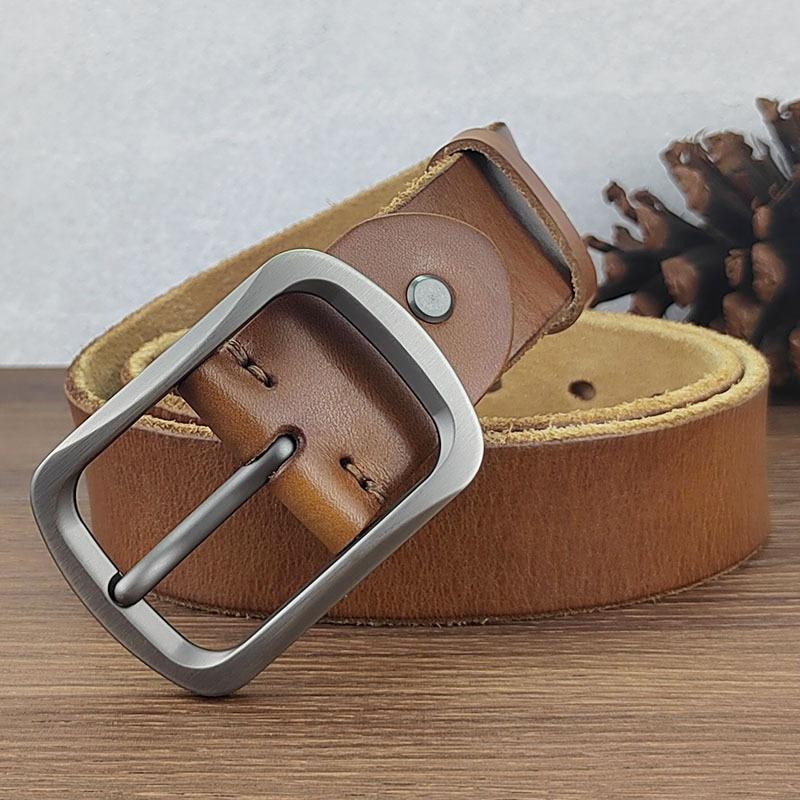 Thickened Vegetable Tanned Washed Belt Men'S First Layer Cowhide Pin Buckle Retro Casual Belt Simple Business Belt