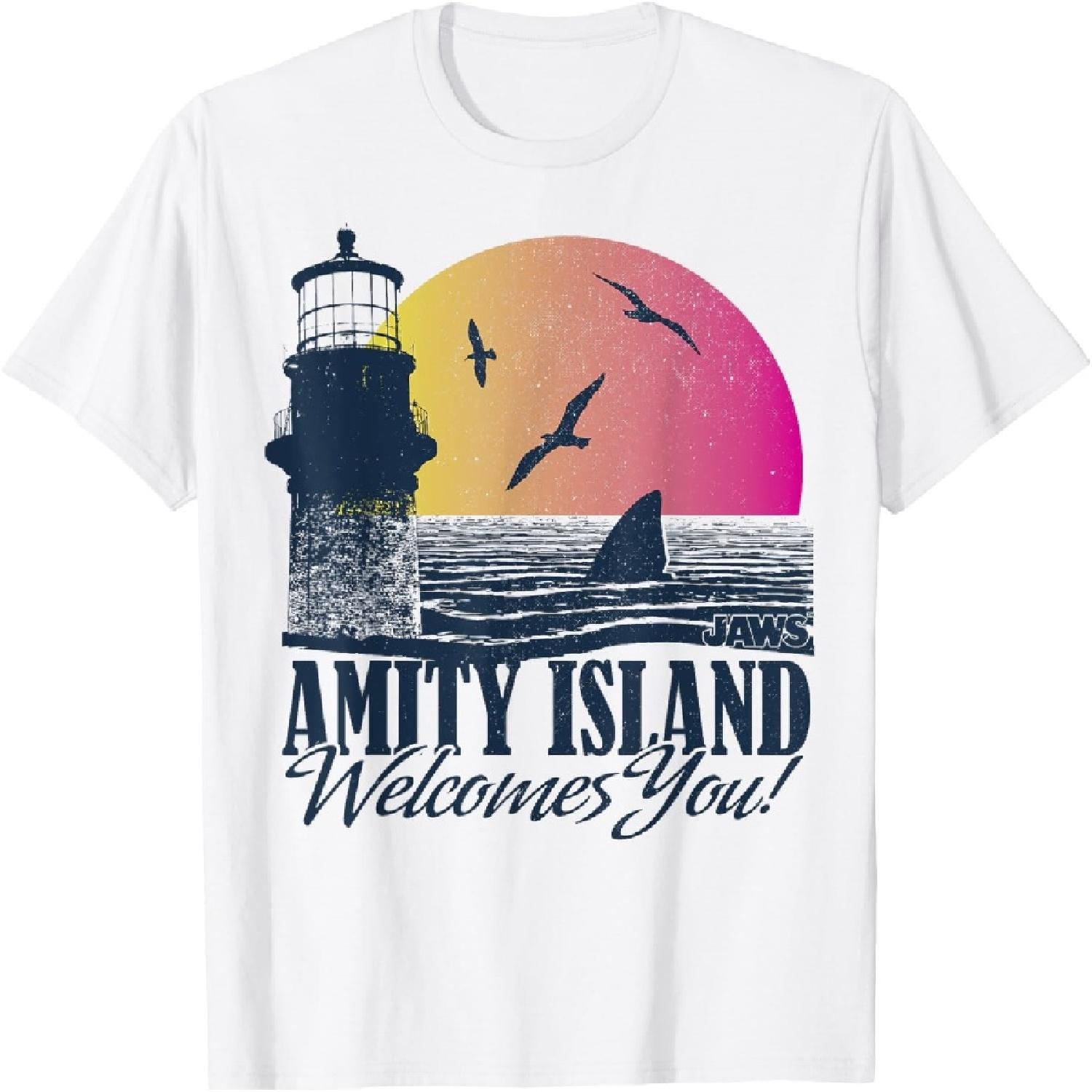 

Jaws Amity Island Welcomes You Sunset T-Shirt XXXXXL білий