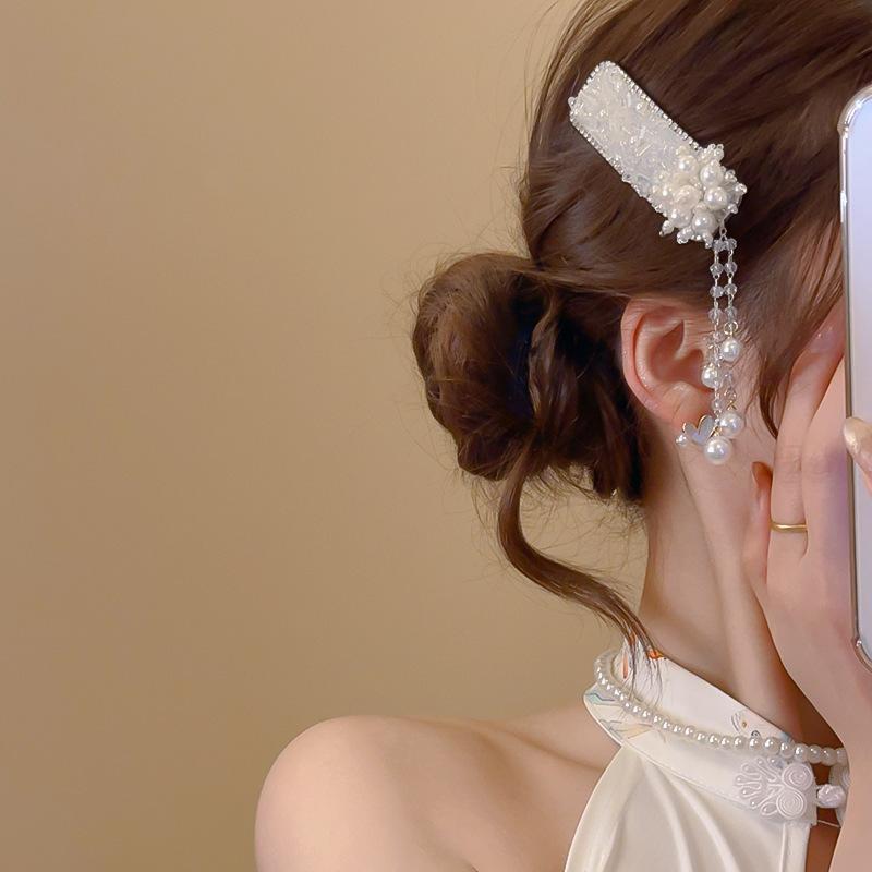 Holiday style retro silver diamond-encrusted wind fringed hair accessories ethnic style bangs hairpin BB clip headgear travel