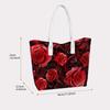 Elegant Rose Pattern Women Tote Bag Fashionable Large Capacity Daily Shopping Carry Handbag