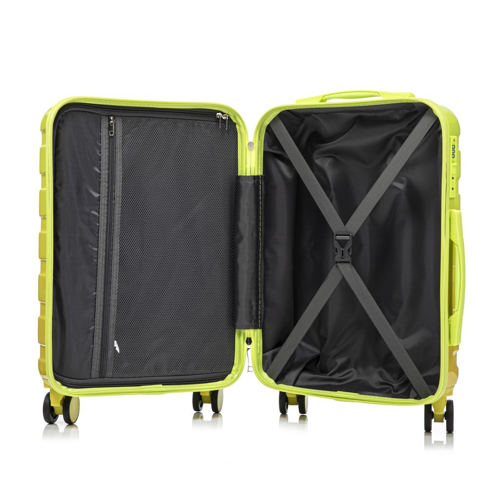 14"/20" 2-Piece PC Spinner Suitcase Set with Combination Lock & 14" Cosmetic Bag (Green)