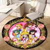 1pc Sailor Moon Characters Artwork Round Carpet, Made of Polyester,Perfect for Decorating Office Chairs, Living Rooms