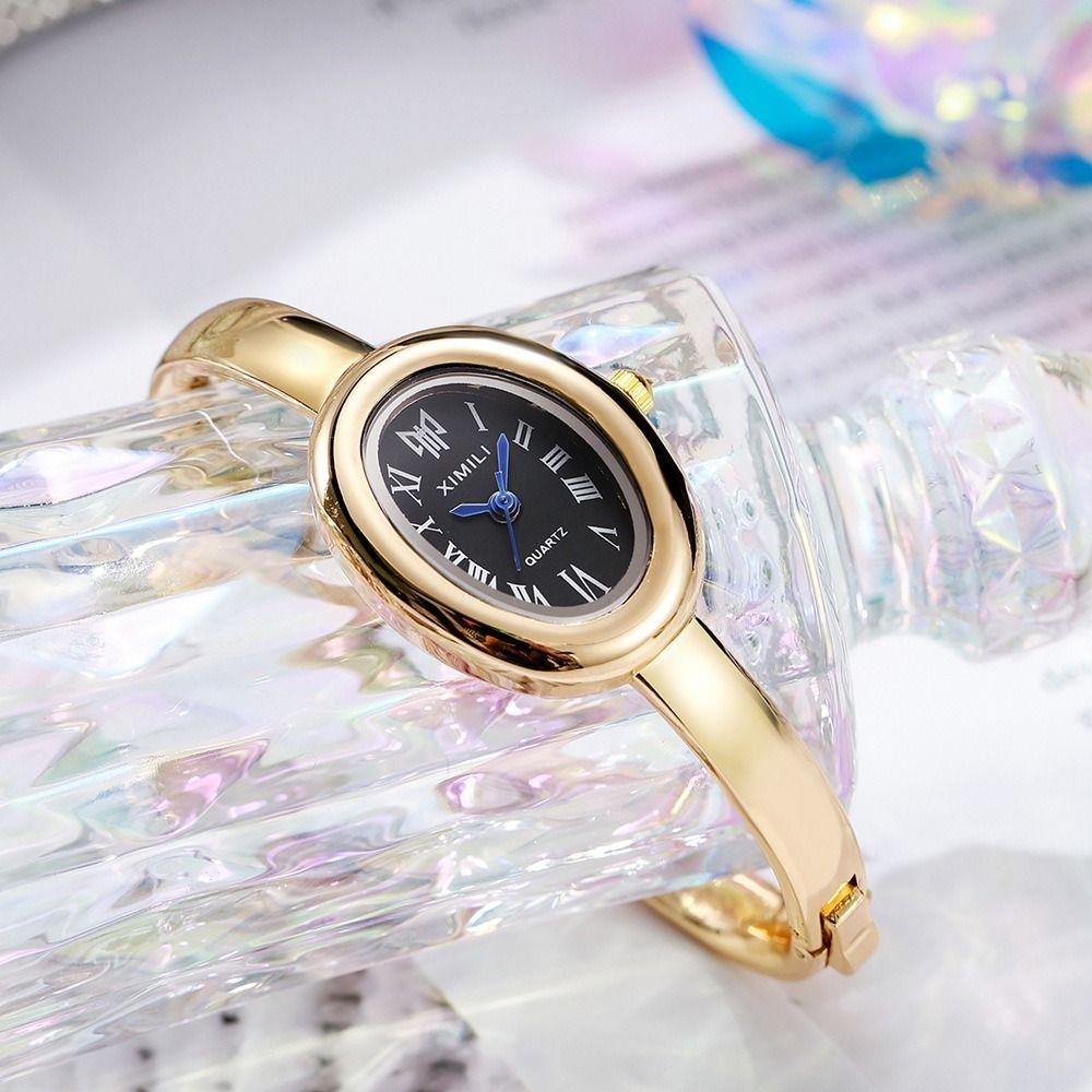 Hidden Buckle Design Bracelet Watch Oval Dial Wristwatch New Quartz Watch for Women