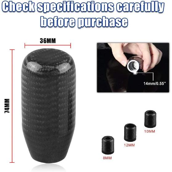 RYANSTAR Universal Gear Shift Style Knob,Car Modified Carbon Fiber Stand Head Manual Transmission Shift Lever Knob Head Wave Stick Shift Knob