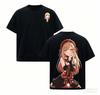 Stylish Black Anime Girl Double-Sided Print Casual Cotton Short-Sleeve Comfort Fahion T-Shirt