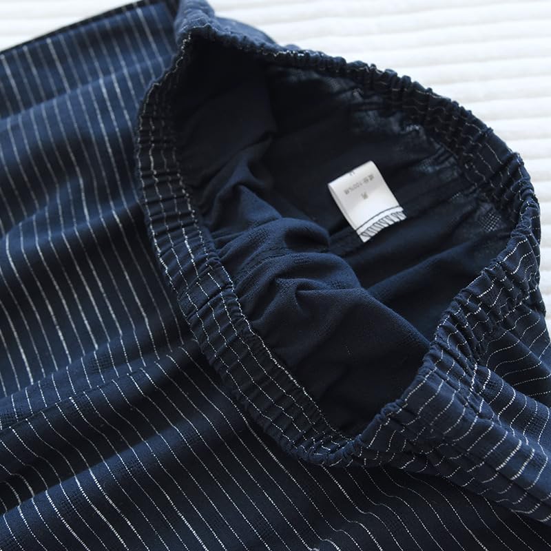 Jinbei Yukata Cotton Pajamas Double Gauze Jinbei Top and Bottom Set Double Gauze Sleeve Front Opening Jinbei Set Breathable Sweat Absorbent Samue