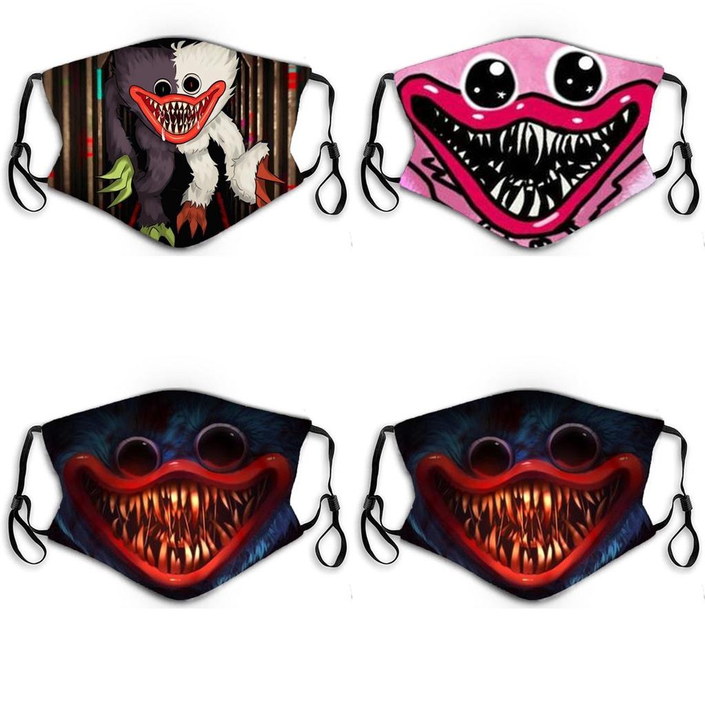 Masca de Față din Bumbac de Halloween Poppy Playtime Huggy Wuggys Pentru Adulți, Ajustabilă, Respirabilă