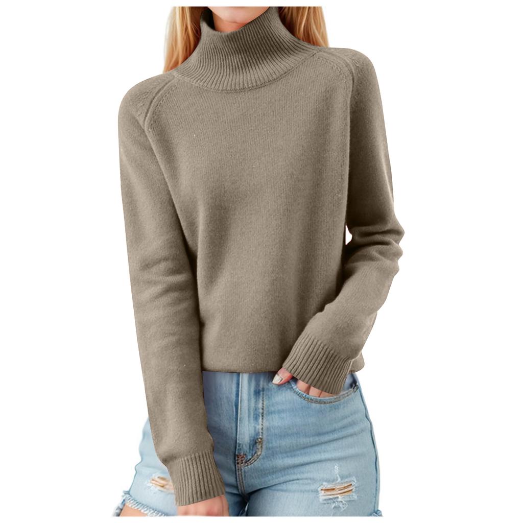 Women's Fashionable Long-sleeved Solid-color Pullover Base Knitted Sweater Top