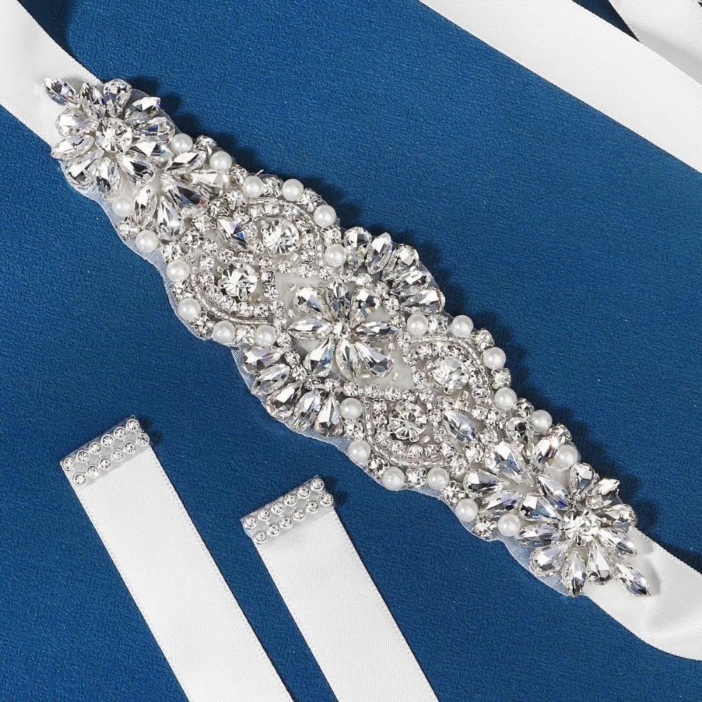 Silver Bridal Belt Long Bridal Sashes Sweet Wedding Belt Wedding