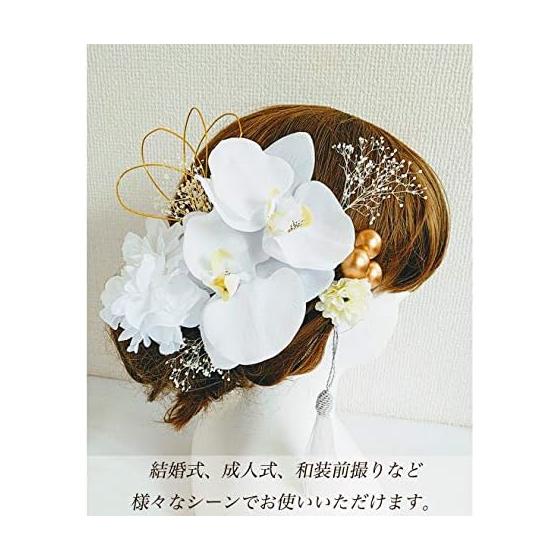 J's Select Phalaenopsis Orchid Flower Hair Accessories Set (10 Pcs) - Ideal for Japanese Traditional Attire, Weddings, Coming-of-Age Ceremonies,