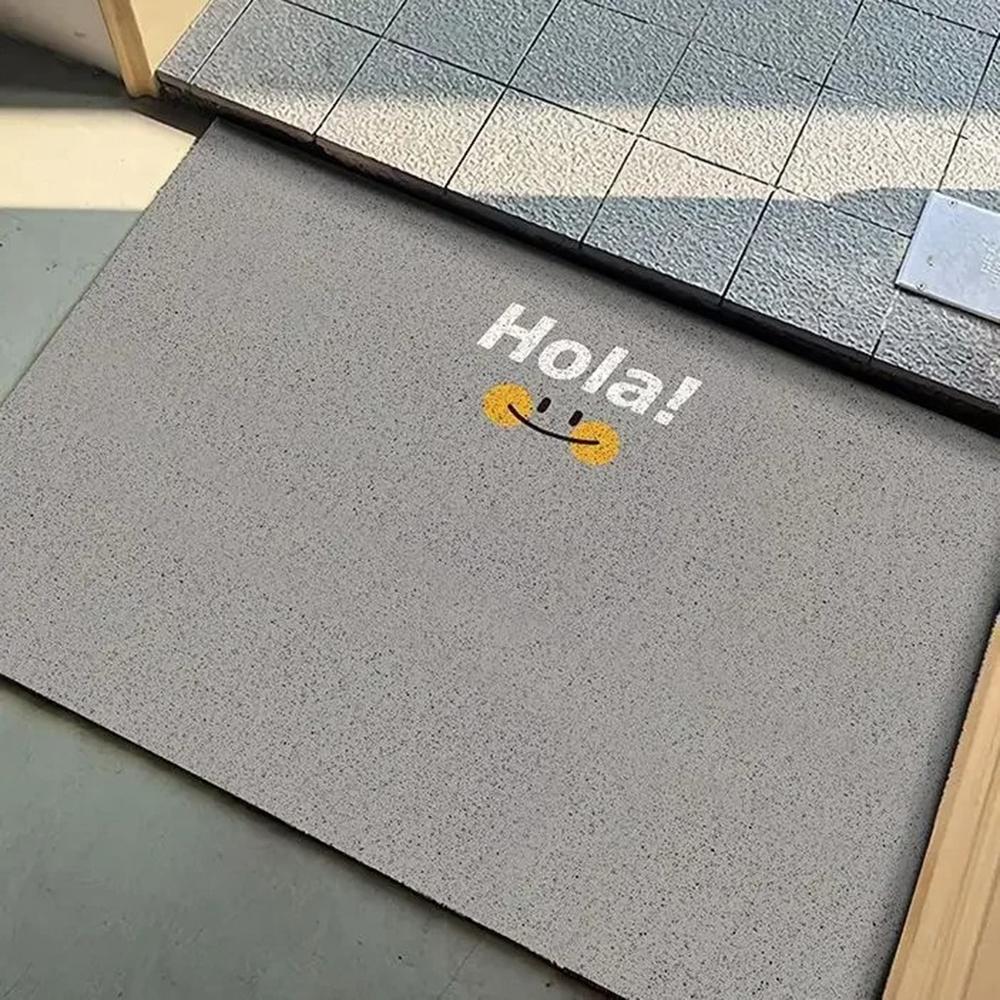 Simple Solid Color Welcome Rug Entry Door Mat Pvc Anti-slip Foot Mat Entrance Foyer Dust Removal Carpet Silk Ring Rugs Fussmatte
