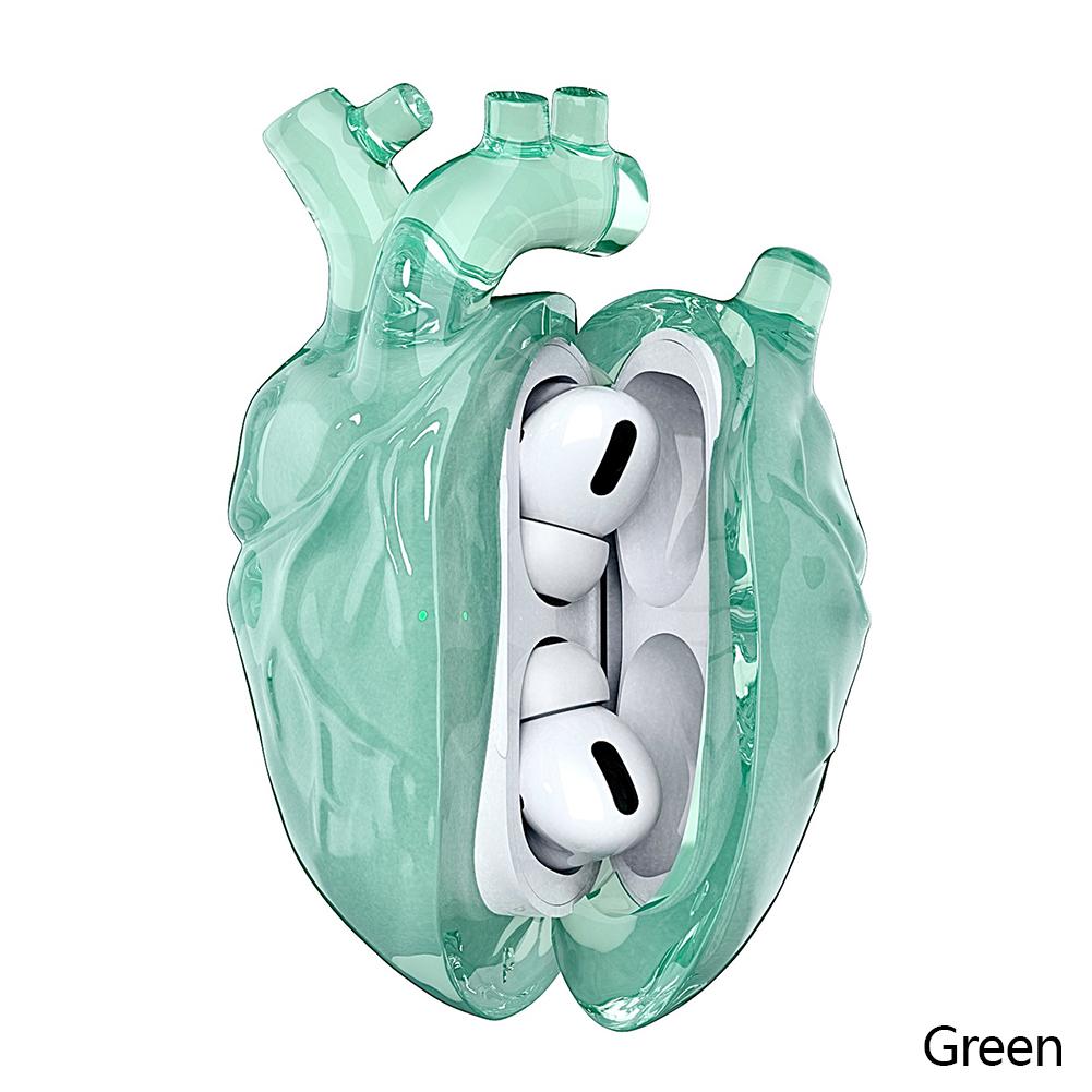 

Cool Heart Earphone Case For Airpodspro1/2 Airpods 4 3 Case 3D Liquid Silica Gel Earphone Cover Decoration Anti Fall Airpods pro зелёный