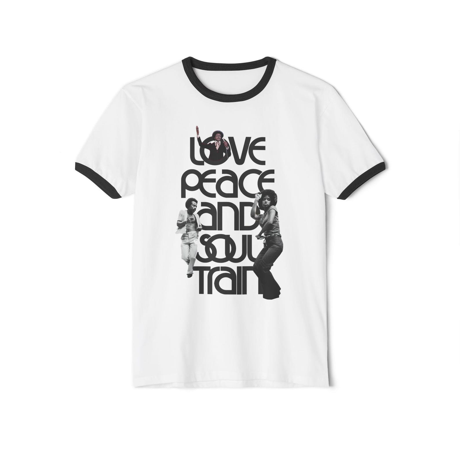 Love Peace Soul Train Ringer T-Shirt: Boogie Dance Music Logo 4XL