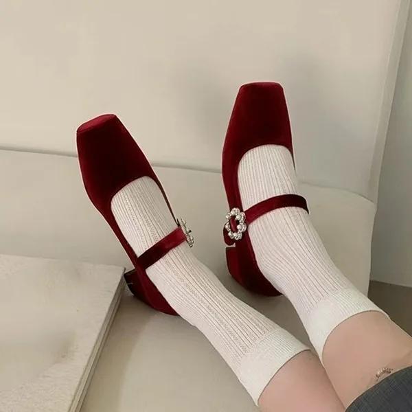 2025 Designer Velvet Butterfly-knot Shoes Women Fashion Elegant Party Wedding Shoes Women French square toe loafers